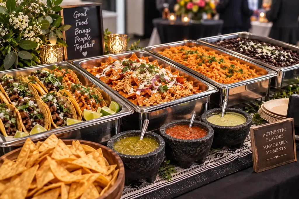 Mexican Catering Buffet Tray Tacos Chilaquiles Denver