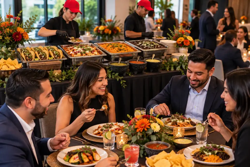 Guests Enjoying Formal Mexican Wedding Catering Denver